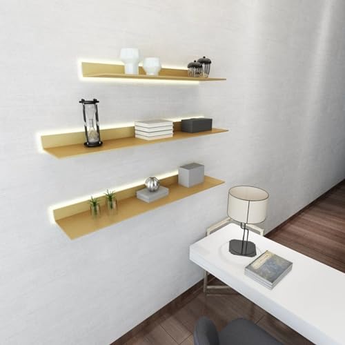 Floating Wall Shelves, Wall Shelf Built-in LED Warm Light Suitable