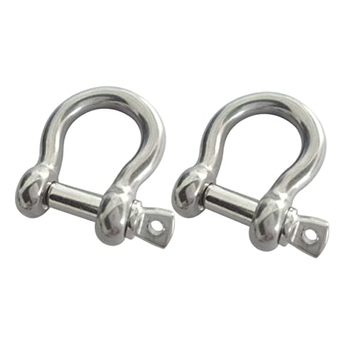 KICHOUSE Stainless Steel Bow Shackle Screw Pin 2 Pack Heavy Duty Lifting Shackles for Marine Rigging Industrial