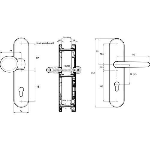 1 Cama de protección con placa larga de wechselgrt. Formato ES1 exterior Cartel 12 mm, ovalado, picaporte Forma de U PZ, 10/92 mm Unidades, 515863