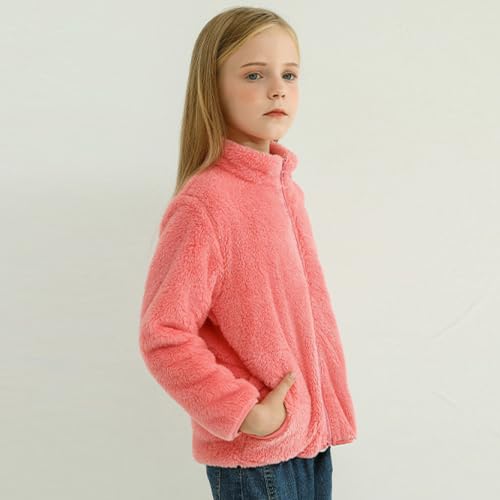 Girls Fleece Jacket Kids Winter Zip Up Sherpa Plush Coat Navy | Boys Cozy Lightweight,Stand Collar,Long Sleeve,Jackets with Pockets,Comfort Warm Outdoor Clothes for Cold Weather 11-12 Years - image 3