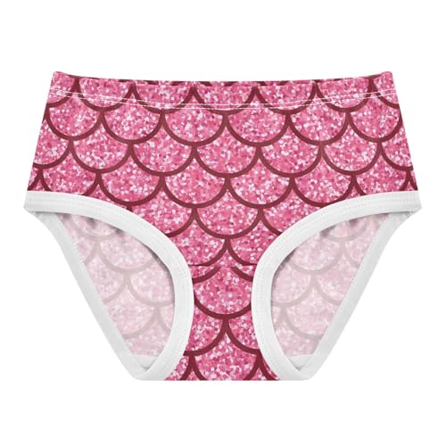 Wusikd Pink Glitter Girls' Underwear Cotton Mermaid Scales Girls Briefs Soft Toddler Underwear 5T