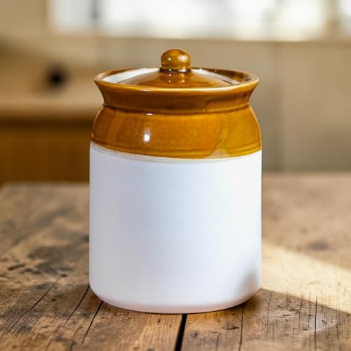 Image of Ceramic 6 KG Achaar Jar - 6 L (6000 ml) Martban Pickle Container - Kitchen Storage for Pickle, Chutneys and Sauces - Durable, and Easy to Clean (6000 ml)