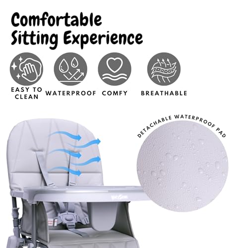 foldable baby high chair with easy clean double-layer tray adjustable foot rest safety first 5 point harness compact space saver baby feeding chair portable for travel