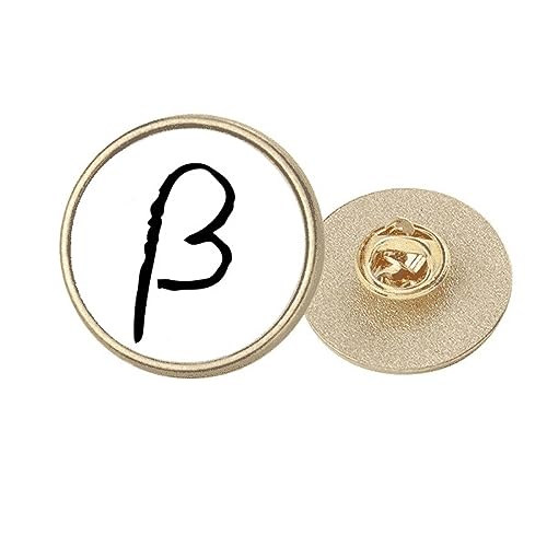 Broche dorée lettre bêta noire M, un bijou de créateur en métal ciselé pour tenue chic