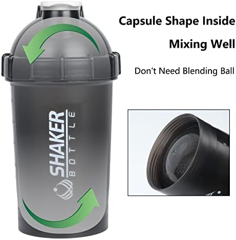 VECH Protein Shaker Bottle, 500ml Leak Proof Smoothies Nutrition Shaker Cups, Strong Durable Sports Gym Diet Fitness bottle, No Blending Ball or Whisk Needed, BPA Free Mix & Drink bottles (White)