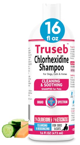 Truseb Topical Ketoconazole and Chlorhexidine Shampoo for Dogs, Cats, and Horses with Aloe - 16 oz...