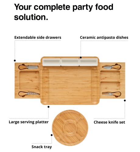Stedware Cheese Board Set, Charcuterie Board & Knife Set With Cheese Tray, Large Bamboo Platter For Cheese & Meat - Gift For Women, Couples Wedding Anniversary, Housewarming #TOP4