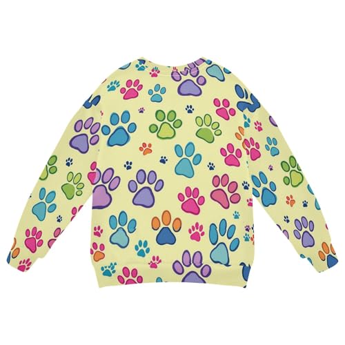 JUNZAN Colorful Dog Paw Yellow Big Girls Sweatshirts Hoodies Fleece Outerwear for Kids Camping 4T2
