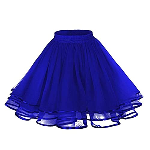 Karneval Damen 80er Puffy Tüllrock Tütü Röcke Tüll Petticoat Tüllrock Damen-Tüllrock Damen-Karneval Kostüm Damen (02 Blau, One Size)