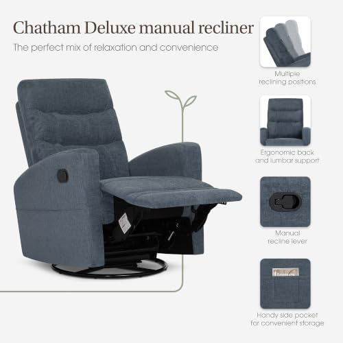 Image of Dream On Me Chatham Deluxe Nursery Glider Recliner, Amazon Exclusive, Blue Fog