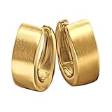 CLEVER SCHMUCK Par de pendientes de aro dorados de 14 x 12 mm de ancho, de plata de ley 925, chapados en oro, para mujer o adolescente