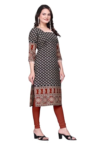 Image of Women's Pure Cotton Straight Fit Straight Cambric Jaipuri Printed Kurti