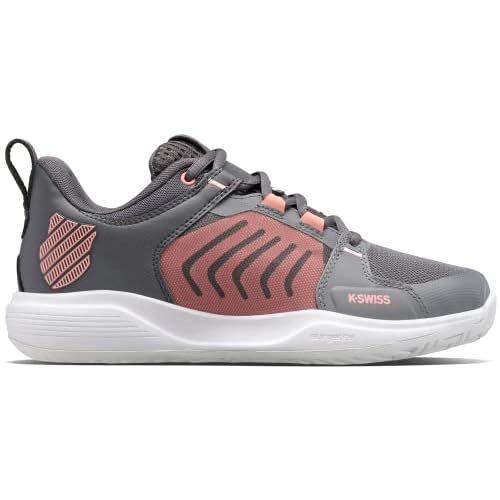 K-Swiss Women's Ultrashot Team Tennis Shoe 6 Steel Gray/Asphalt/Peach Amber