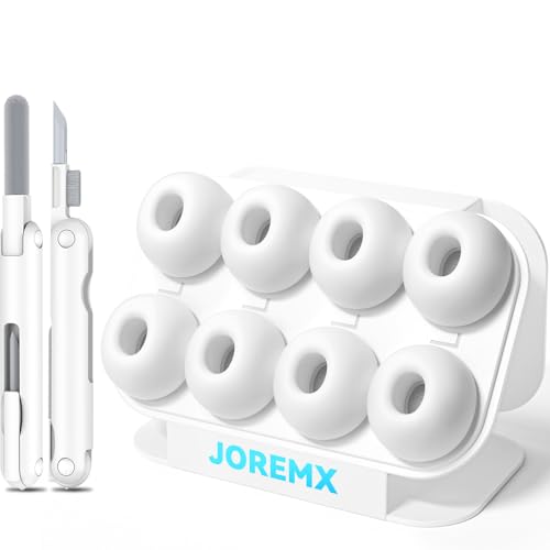 Joremx 4 Pairs Replacement Ear Tips for AirPods Pro 2 with Cleaning Kit & Storage Box, Anti-Slip Soft Silicone Earbuds for Air Pods Pro 1st/2nd with Noise Reduction Hole-L