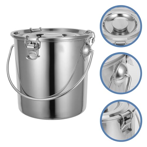 Amosfun Recipientes Herméticos De Armazenamento De De Aço Inoxidável 7L Balde De Qualidade Alimentar
