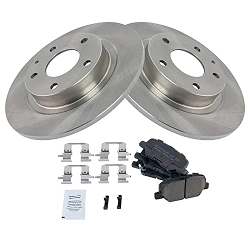 Image of TRQ Rear Brake Pad and Rotor Set Ceramic Solid Rotors