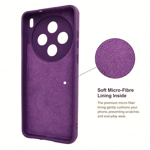 Image of SBMS Silicone Back Cover Case for Vivo X200T 5G | Soft Micro-Fibre Lining Inside | Magsafe Print On Back Side Camera Protection Bump | Shockproof Case for Vivo X200T 5G (Purple)