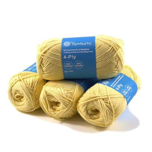 Yarntastic 50g x 4 Balls in a Pack, 4 Ply Yarn, 16 Wraps per inch (About 2.5cm), 60% Cotton 40% Acrylic Blended