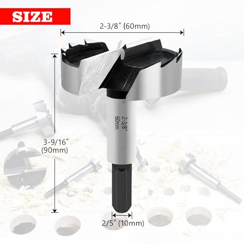 NICAVKIT Professional Forstnerbohrer 60mm für Holz,60mm Forstner bohrer Bit Holz Lochschneider mit Sechskantschaft, Holzbohrer Topfbohrer Kunstbohrer für Holzs