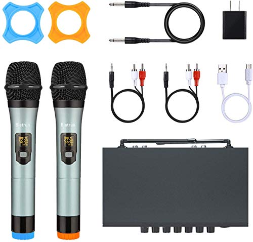 Bietrun Wireless Microphones With Echo, Easy-To-Use, Auto Connect, 160 Ft Range, 1/8''＆1/4''Output, Uhf Dual Channel Cordless Handheld Dynamic Mics System For Church,Wedding, Karaoke, Speech, Singing #TOP5