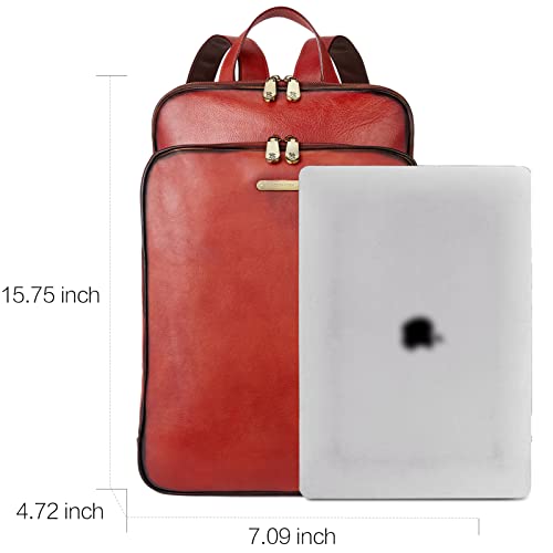 Bostanten Womens Laptop Backpack Leather 15.6 Inch Computer Back Pack Business College Daypack Vintage Large Travel Bag #TOP3