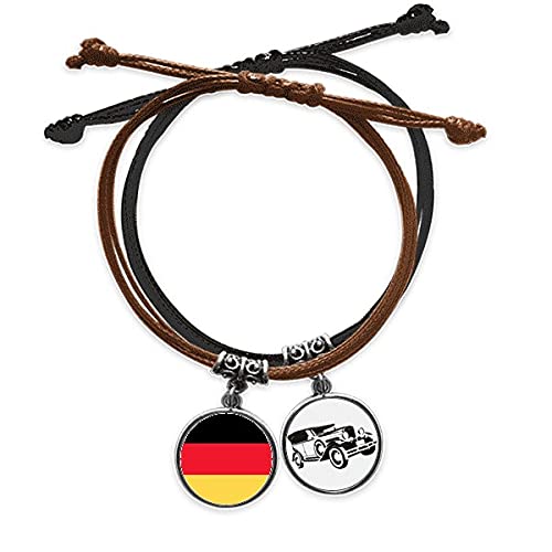 Drapeau Allemagne bracelet ajustable en cuir - Chaîne de main robuste