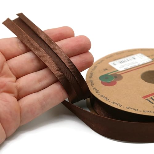 Image of Fold Satin Bias Tape - 99+ Colors - 3 /4 Inches Wide - 27 Yards - Fold Satin Binding Bias Ribbon Fabric Piping Bias Binding Tape for Sewing Clothing DIY (84. Dark Brown) BYS84