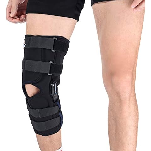 T TIMTAKBO HINGED KNEE BRACE,16" Tall Breathe Rebound Wrap Knee Support,Stabilizer for Arthritis,Ligament Sprains,Knee Compression,Pain Relief leg brace(S fit Upper 19-21"/Lower 11.5-14.5") Cover