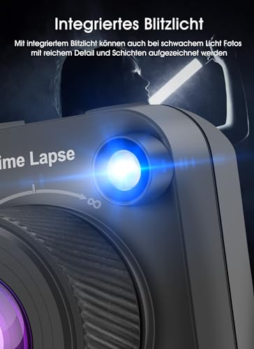 ASHATA 4K 32MP Zeitrafferkamera, Outdoor BAU/Pflanze/Wetter/Leben, Outdoor BAU Vollfarb Zeitrafferkamera mit 2,0 Zoll LCD Bildschirm, Makroaufnahmen, IP66 Wasserdicht