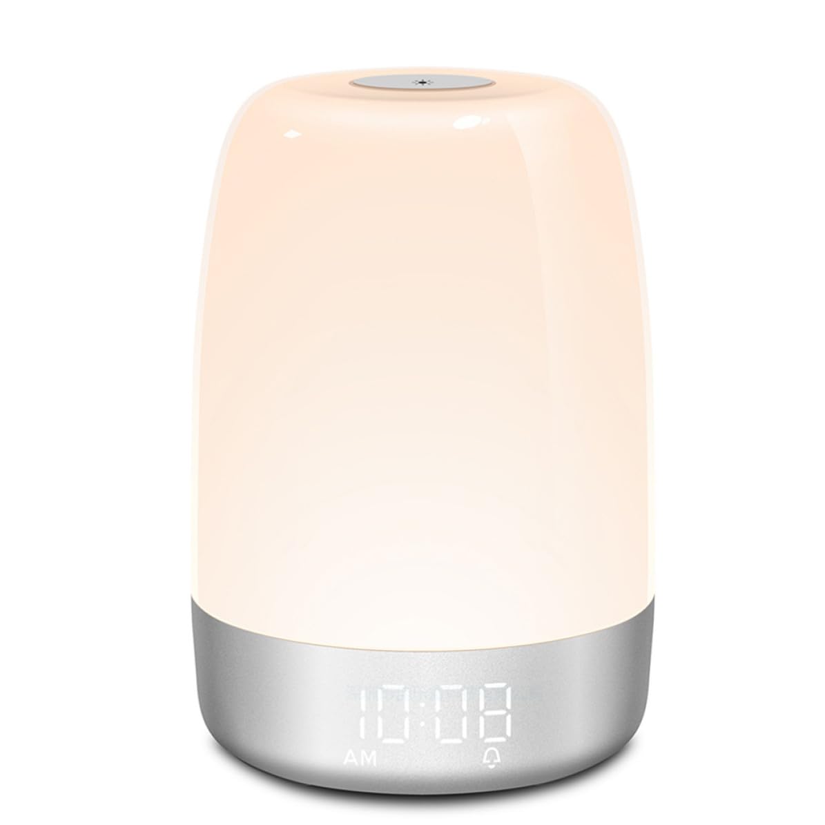 Hemobllo Lampe de Nuit Réveil LED Contrôle Tactile et Mode Réveil, Veilleuse de Chevet Blanche en Abs et PC pour Chambre et Ambiance Apaisante