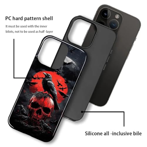 Coque iPhone 14 Pro Max crâne rouge corbeau antichoc protection - 2