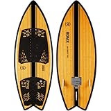 Ronix Koal Classic Fish Wakesurf Board for All Levels | Versatile Forgiving Surf-Style Board with Tool-Free Fin-S System & Swallowtail | Best for Recreational Wakesurfing, Glossy Black/Bamboo, 4'6
