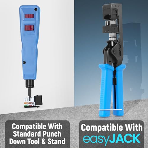 Image of Everest 90 Degree RJ45 cat6 Keystone Jacks Slim Profile 100-Pack Black | Compatible with 90 Angled Speed Termination Tool - easyJACK (B094WB91H3)