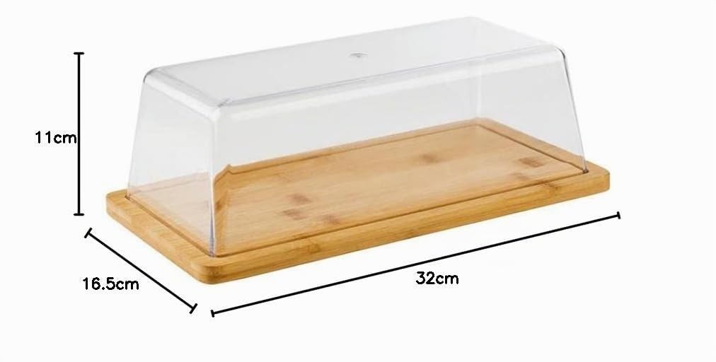 APS 821 - Vassoio rettangolare in legno di bambù con coperchio (32 x 16,5 cm, altezza 11 cm)