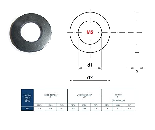 TERF® M5 Black Rubber Flat Washer M5 / 5mm ID (Hole) x 10mm OD x 1mm Thickness Flat Rubber Washers - Pack of 20 - Image 3
