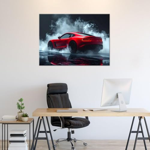 Tableau voiture rouge dynamique impression salon sans cadre