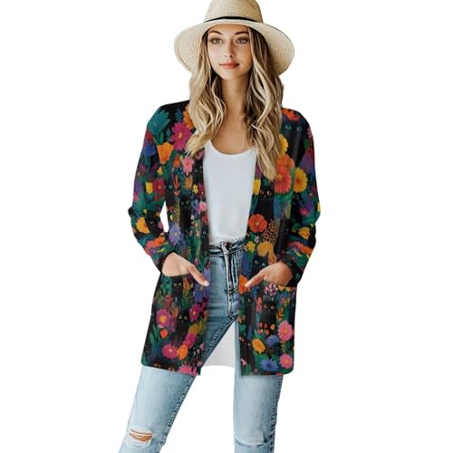 Image of Women's Open Front Cardigan Long Sleeve Loose Sweater Lightweight Soft Cardigan Jackets