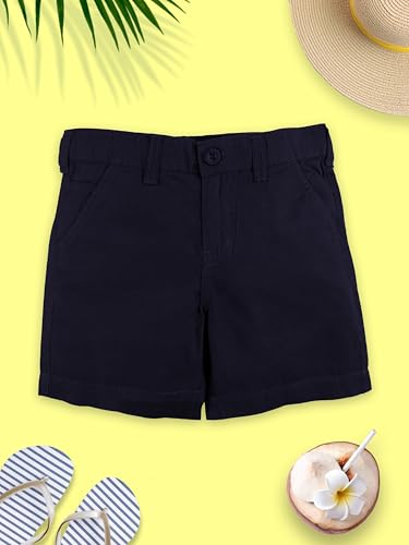Image of KiddoPanti Boys Solid Cotton Woven Knee Length Formal Shorts