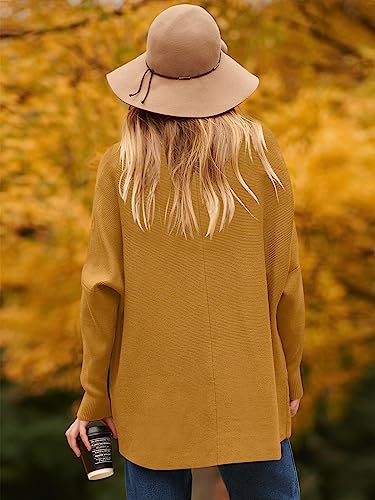 Image of ANRABESS Womens Casual Fall Sweater Turtleneck High Neck Batwing Sleeve Oversized Sweater Dress
