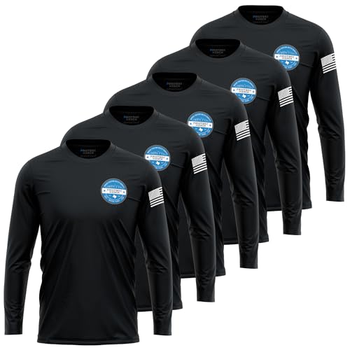 5 Pack Custom Dry Fit Long Sleeve Shirts for Men, Add Your Logo Front & Back Printing, Customized Moisture Wicking Sun Protection UV Workwear T-Shirts Black3