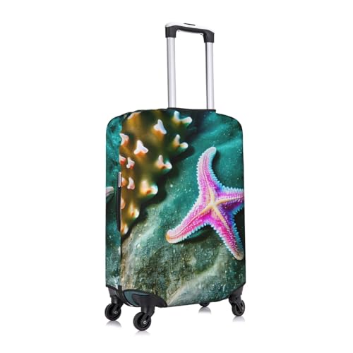 Housse de protection pour valise S motif étoiles de mer blanche en polyester lavable - 2