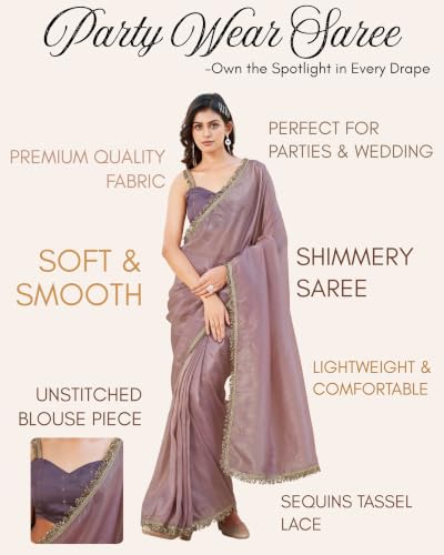 Image of Womanista Crunchy party saree for Women | organza saree for women