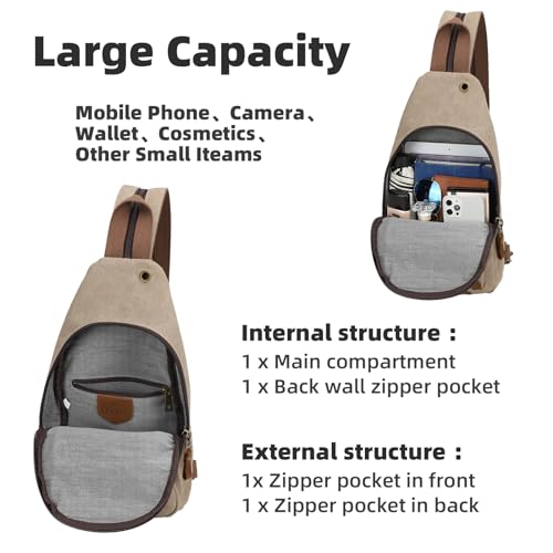 KL928 Canvas Sling Bag Crossbody Backpack Shoulder Casual Rucksack for Men Women4