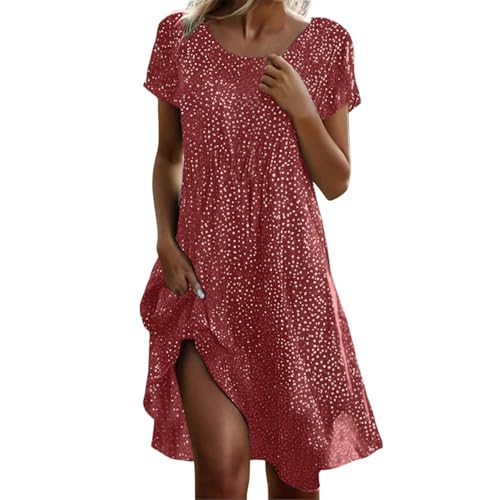 Image of Generisch 2026 Summer Dresses for Women Holiday Floral Slip Dress Boho Maxi Dress Sleeveless Casual V Neck Beach Dresses, red, XXL