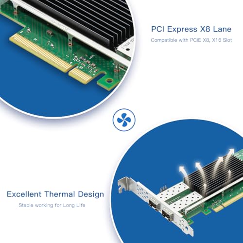 Image of H!Fiber 25Gb PIC-E Network Card with Intel E810 Controller, Dual SFP28 Port, PCI Express 4.0 X8, Ethernet LAN Adapter with Low Profile for Windows /Linux, Compare to Intel E810-XXVDA2, Support RDMA /PXE