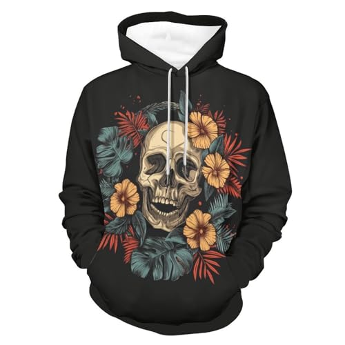 Hoodie manches longues crâne fleur pour vos sorties urbaines de saison
