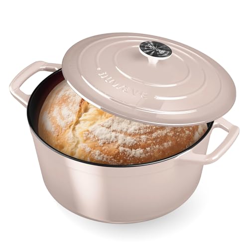 Image of Nuwave 6 Qt PFAS-Free Enameled Cast Iron Dutch Oven Pot with Lid, Chiffon