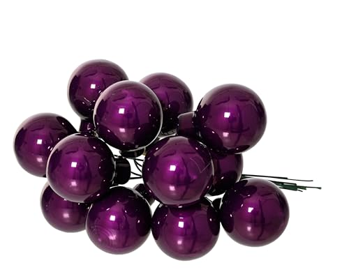 Weihnachtskugeln am Draht Glas 2,5cm x 12 Stück Spiegelbeeren...