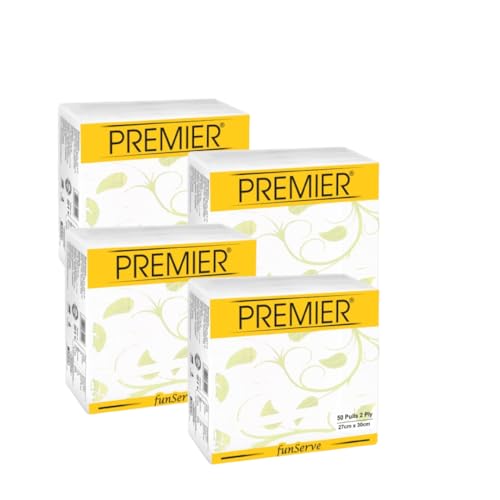 Image of Premier FunServe Tissue Paper Napkin (200 Sheets) | 50 Pulls (Pack of 4), Soft Absorbent 2ply Tissue Napkins | Disposable Table Napkins for Everyday use at gatherings, party, home, offices
