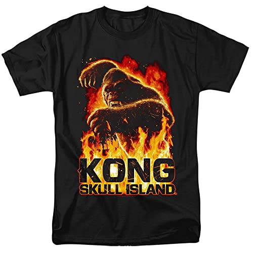 Popfunk Kong Skull Island Out of The Fire Unisex Adult T-Shirt (Small) Black